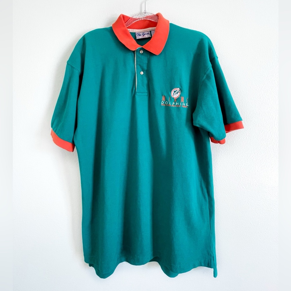 Miami Dolphins Vintage Teal Collared Shirt with Orange Trim